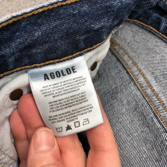 Agolde Clara Wide Leg Jeans Womens 24 00 Blue Denim Organic Cotton Mid Rise - Picture 4 of 7